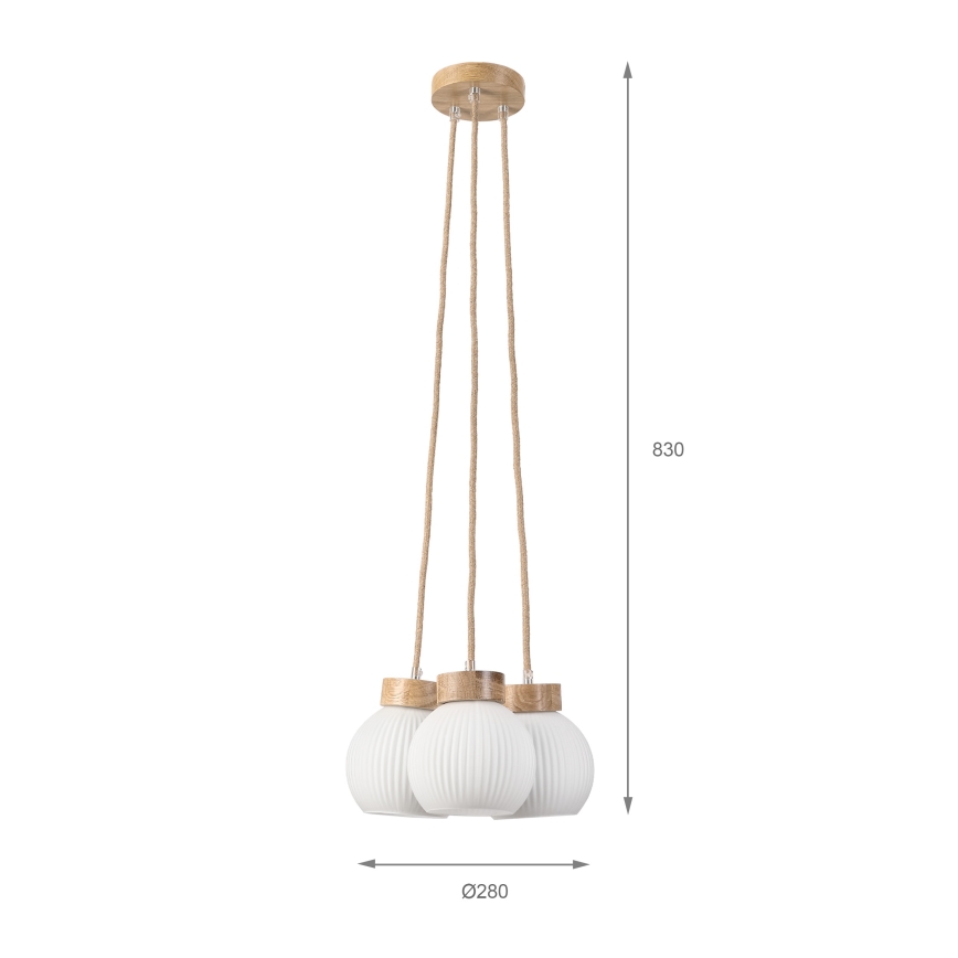 Luster na sajli LOOMIS 3xE27/15W/230V 83 cm bež/hrast