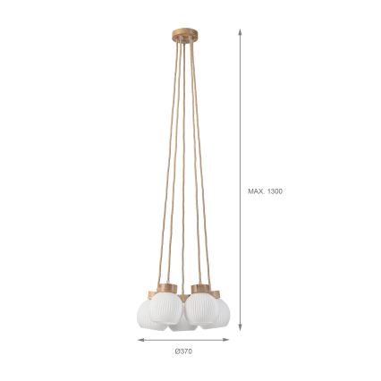 Luster na sajli LOOMIS 5xE27/15W/230V 130 cm bež/hrast
