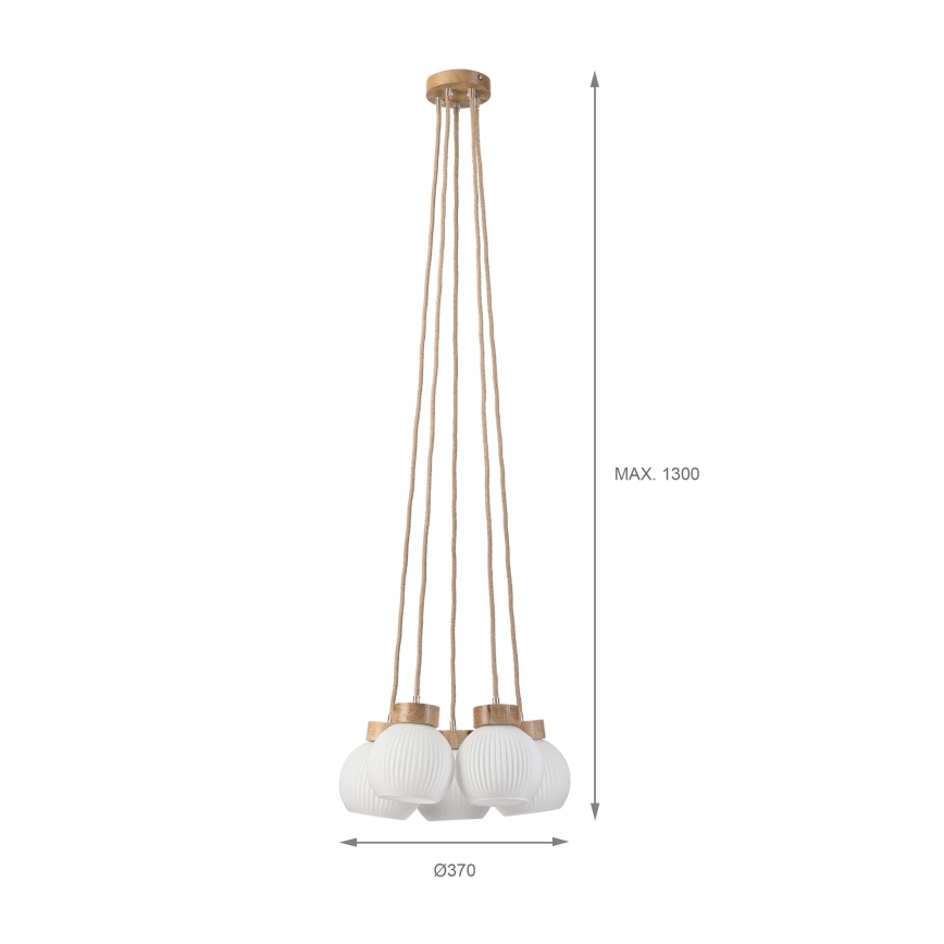 Luster na sajli LOOMIS 5xE27/15W/230V 130 cm bež/hrast