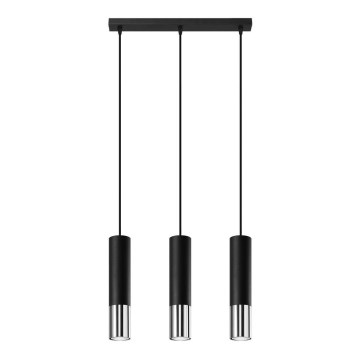 Luster na sajli LOOPEZ 3xGU10/10W/230V crna/sjajni krom