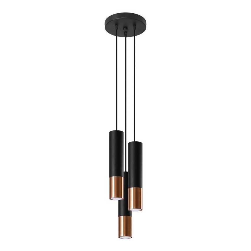 Luster na sajli LOOPEZ 3xGU10/10W/230V okrugli crna/bakar