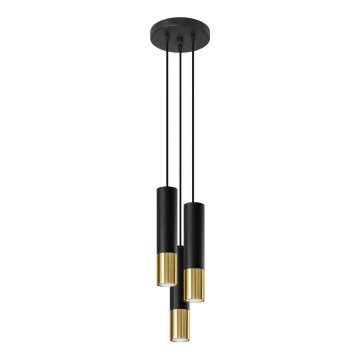 Luster na sajli LOOPEZ 3xGU10/10W/230V okrugli crna/zlatna