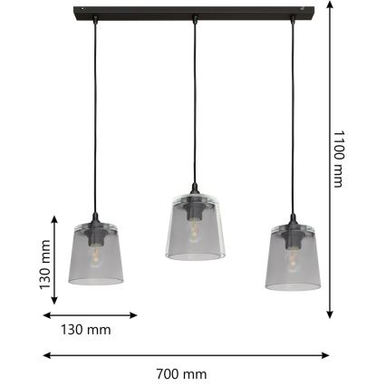 Luster na sajli LUCEA 3xE27/15W/230V