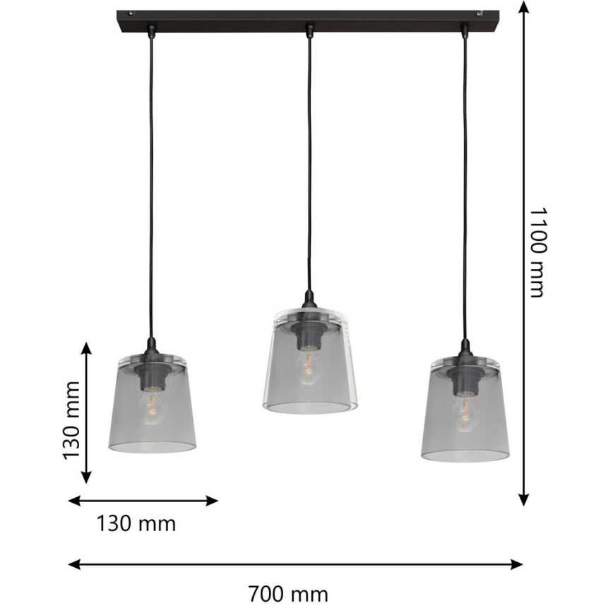 Luster na sajli LUCEA 3xE27/15W/230V