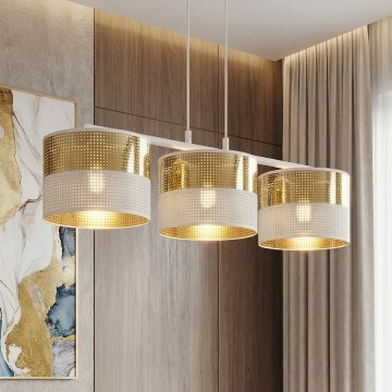 Luster na sajli LUX 3xE27/15W/230V bijela/zlatna