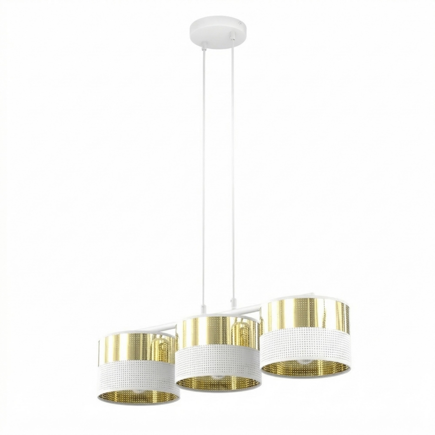Luster na sajli LUX 3xE27/15W/230V bijela/zlatna