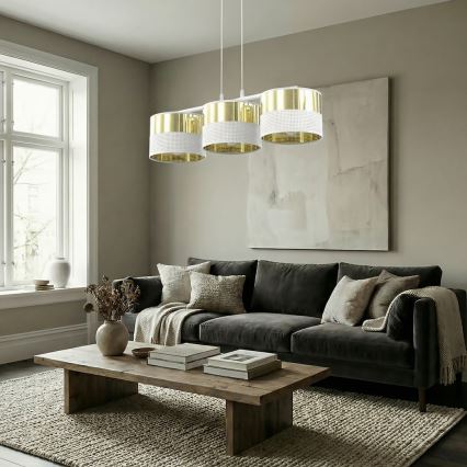 Luster na sajli LUX 3xE27/15W/230V bijela/zlatna