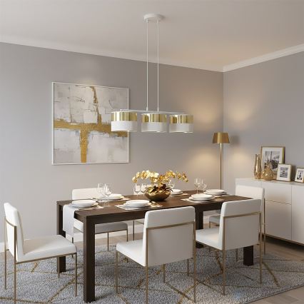 Luster na sajli LUX 3xE27/15W/230V bijela/zlatna