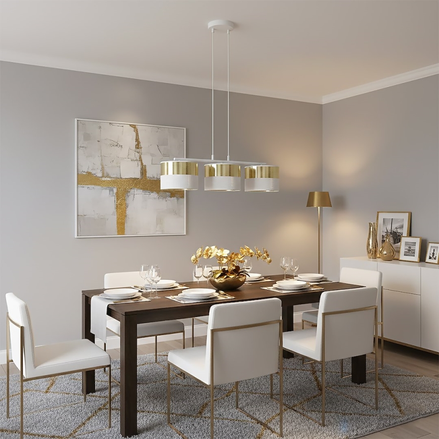 Luster na sajli LUX 3xE27/15W/230V bijela/zlatna