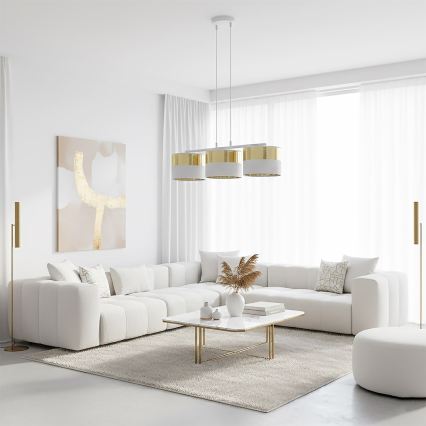 Luster na sajli LUX 3xE27/15W/230V bijela/zlatna