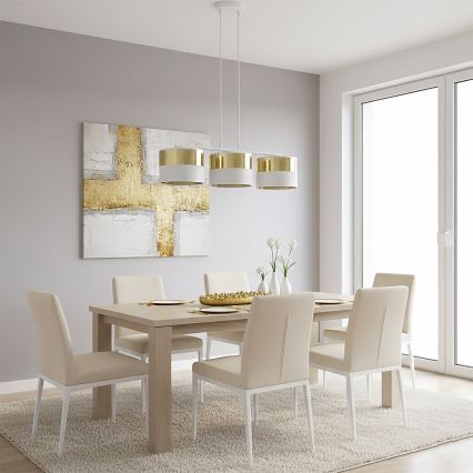 Luster na sajli LUX 3xE27/15W/230V bijela/zlatna