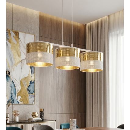 Luster na sajli LUX 3xE27/15W/230V bijela/zlatna