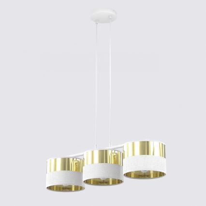 Luster na sajli LUX 3xE27/15W/230V bijela/zlatna