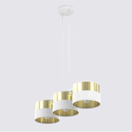 Luster na sajli LUX 3xE27/15W/230V bijela/zlatna