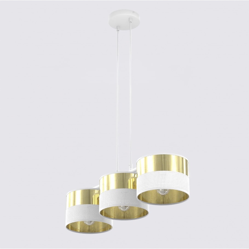 Luster na sajli LUX 3xE27/15W/230V bijela/zlatna