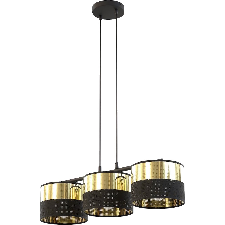 Luster na sajli LUX 3xE27/15W/230V crna/zlatna