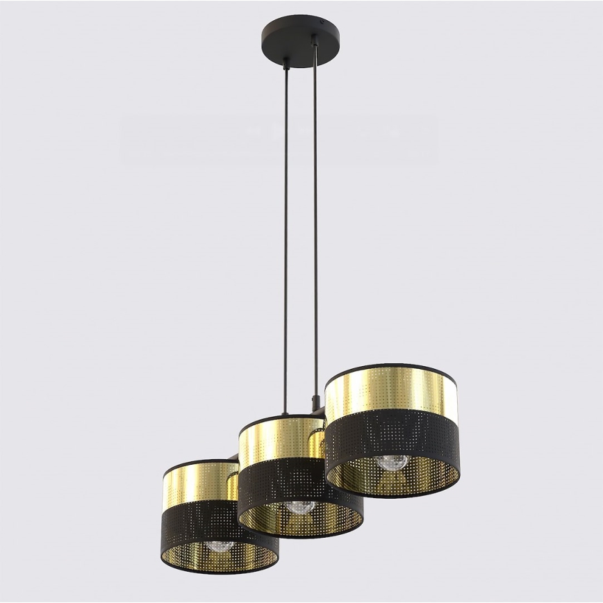 Luster na sajli LUX 3xE27/15W/230V crna/zlatna
