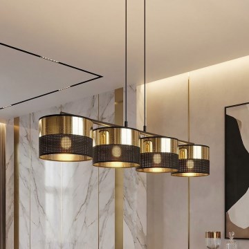 Luster na sajli LUX 4xE27/15W/230V crni/zlatni