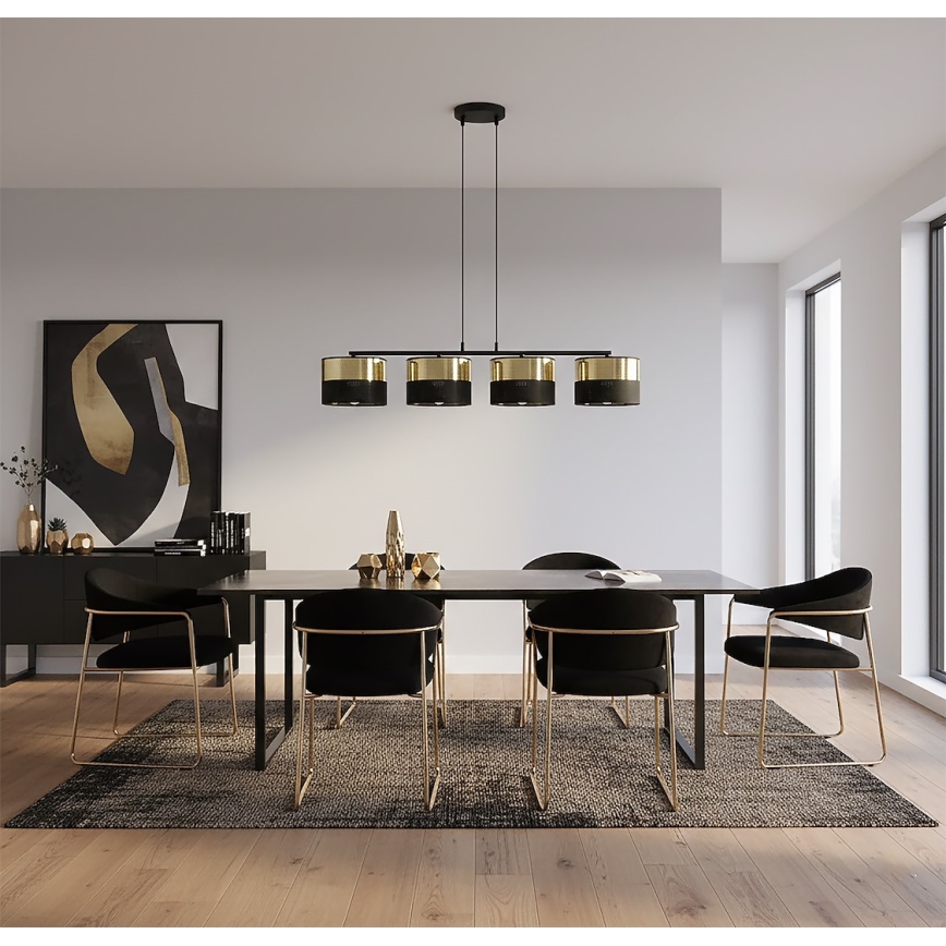 Luster na sajli LUX 4xE27/15W/230V crni/zlatni