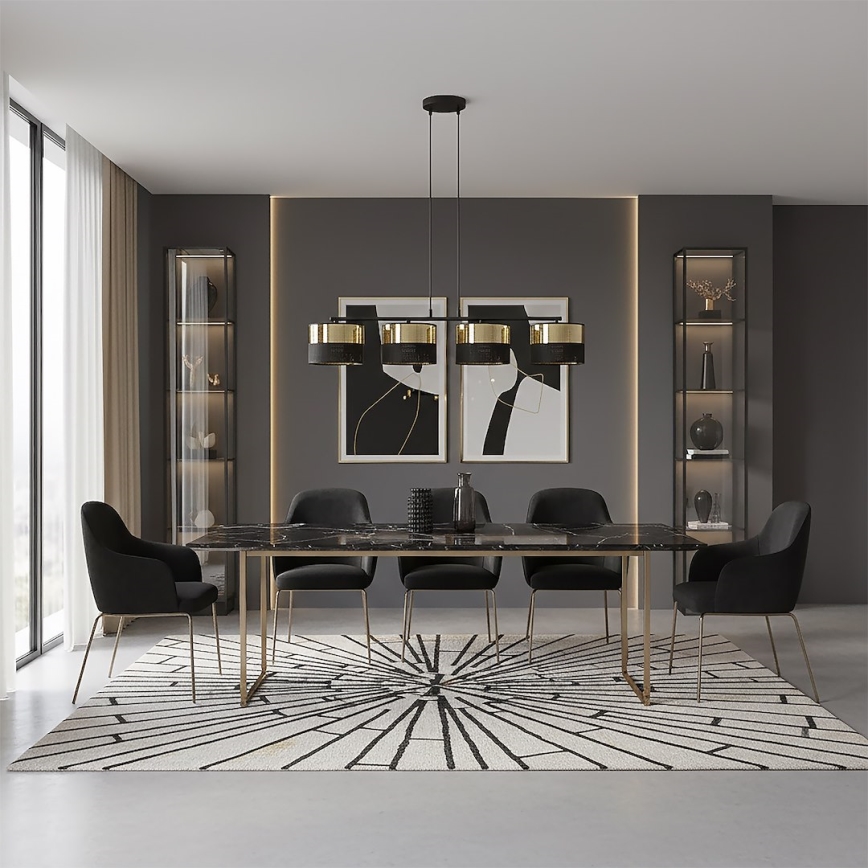 Luster na sajli LUX 4xE27/15W/230V crni/zlatni