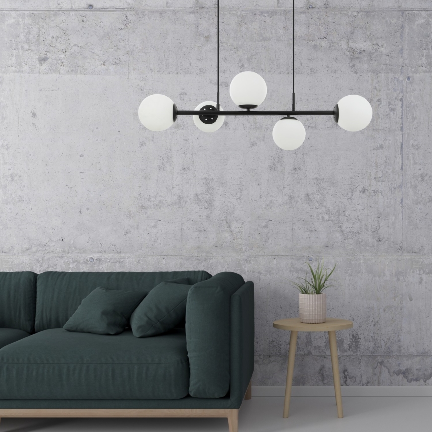 Luster na sajli MADDIE 5xE14/5W/230V crni