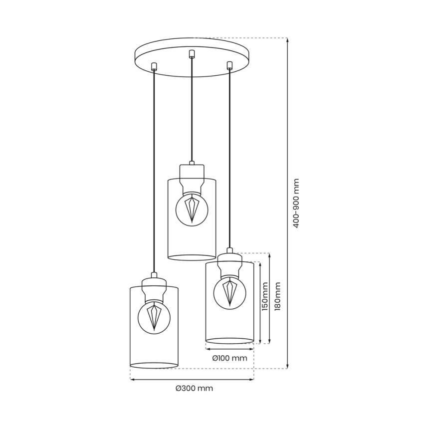 Luster na sajli MADERA 3xE27/60W/230V bijela/drvo