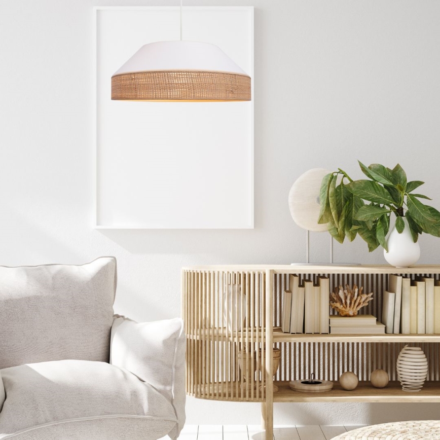 Luster na sajli MANISO 1xE27/60W/230V pr. 45 cm bijela/bež