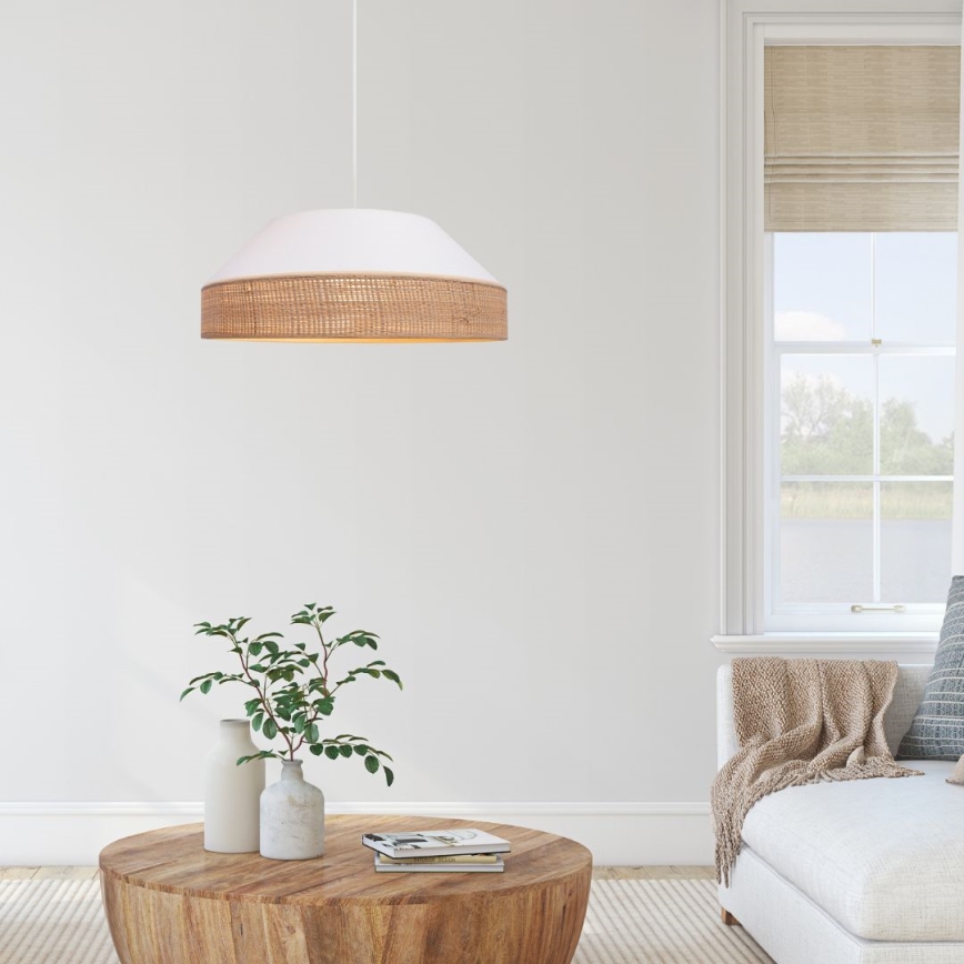 Luster na sajli MANISO 1xE27/60W/230V pr. 45 cm bijela/bež
