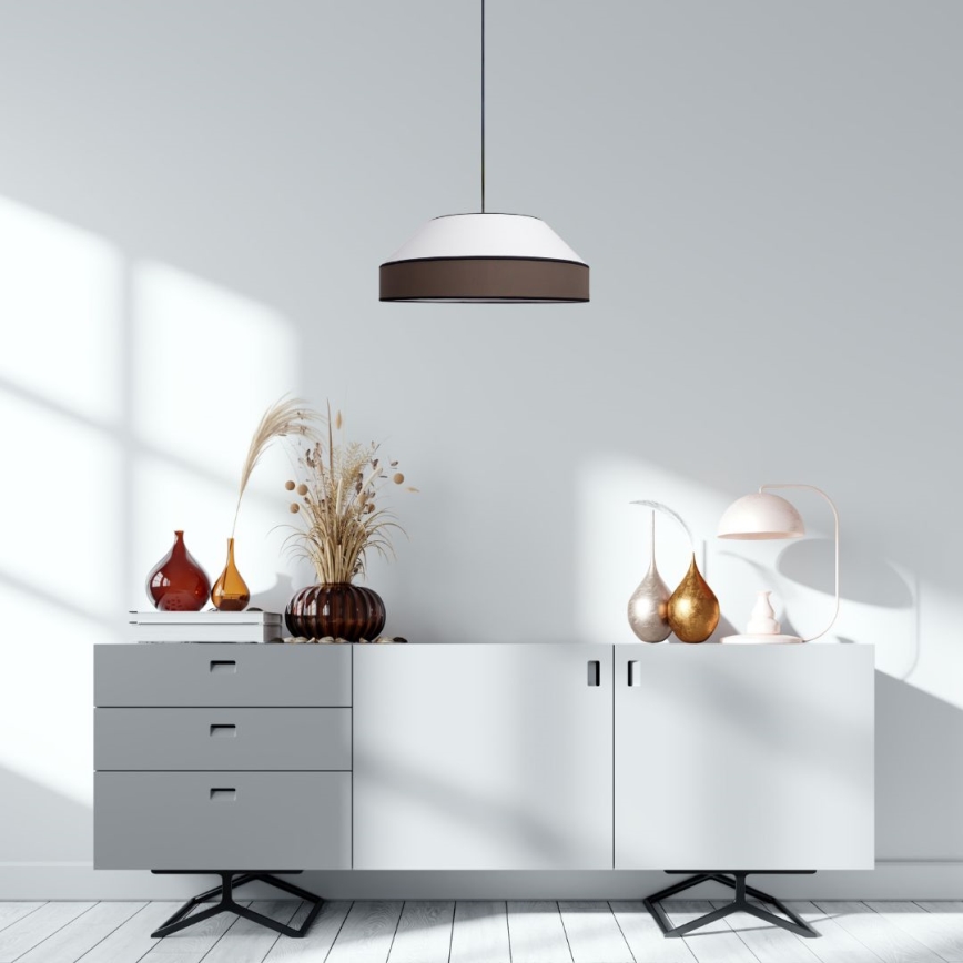 Luster na sajli MANISO 1xE27/60W/230V pr. 45 cm bijela/smeđa