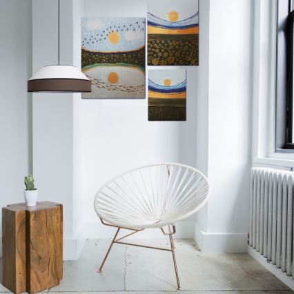 Luster na sajli MANISO 1xE27/60W/230V pr. 45 cm bijela/smeđa
