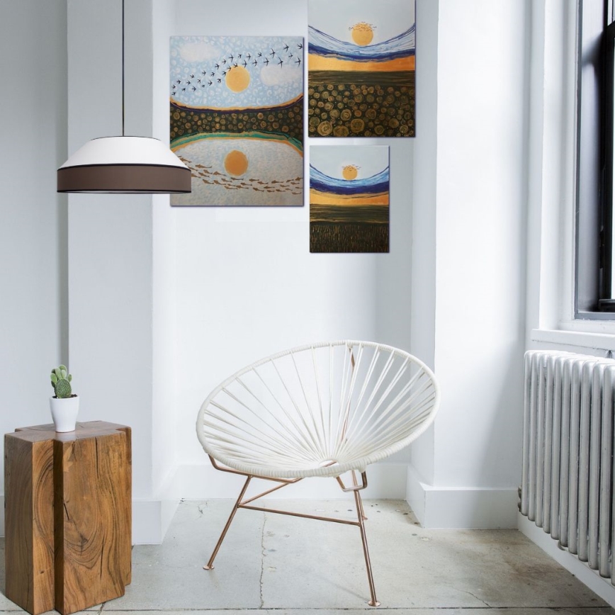 Luster na sajli MANISO 1xE27/60W/230V pr. 45 cm bijela/smeđa