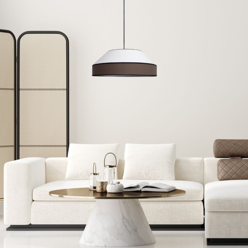 Luster na sajli MANISO 1xE27/60W/230V pr. 45 cm bijela/smeđa