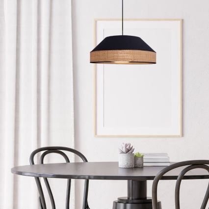 Luster na sajli MANISO 1xE27/60W/230V pr. 45 cm crna/bež