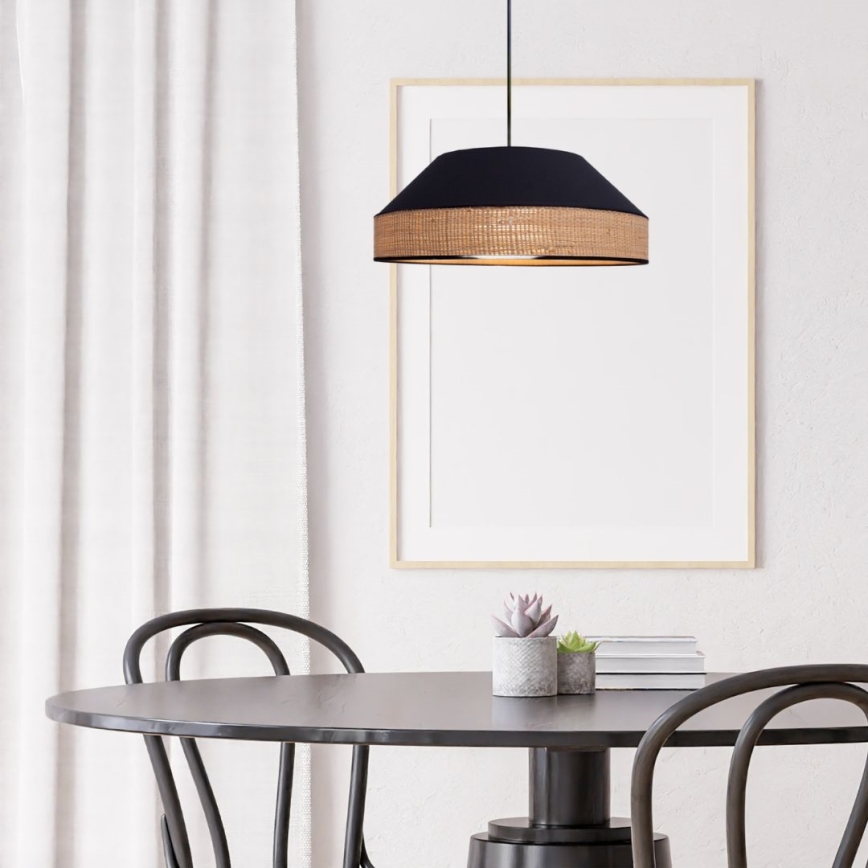 Luster na sajli MANISO 1xE27/60W/230V pr. 45 cm crna/bež