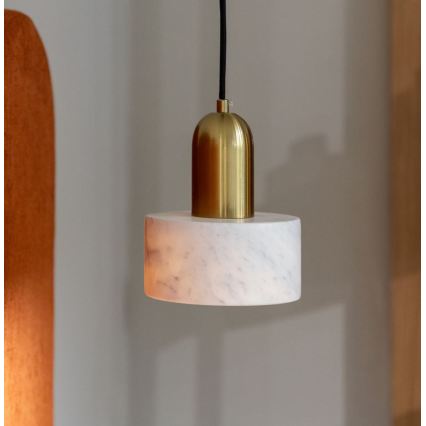 Luster na sajli MARBLE 1xE27/60W/230V zlatna/bijela/mramorni dekor