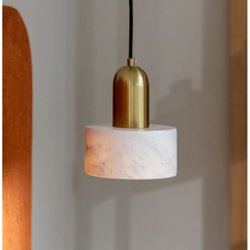 Luster na sajli MARBLE 1xE27/60W/230V zlatna/bijela/mramorni dekor