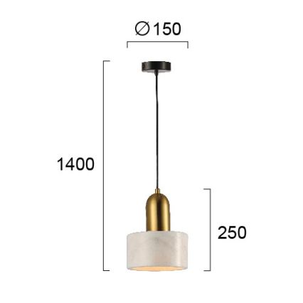 Luster na sajli MARBLE 1xE27/60W/230V zlatna/bijela/mramorni dekor