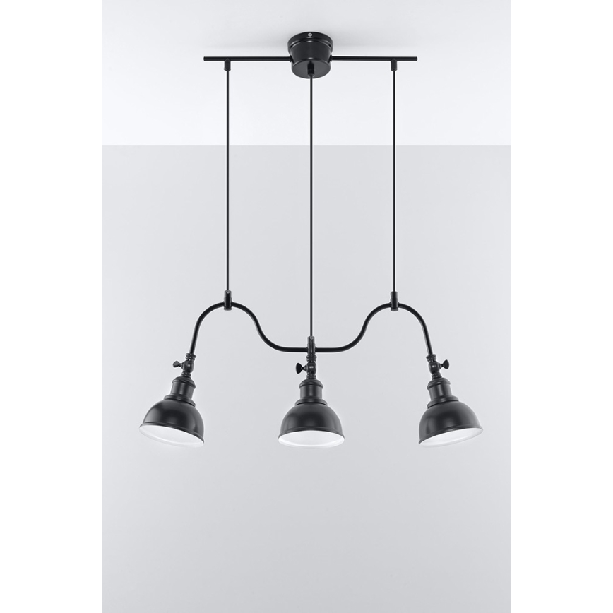Luster na sajli MARE 3 3xE27/60W/230V crna