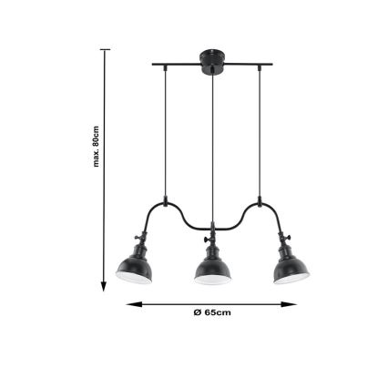 Luster na sajli MARE 3 3xE27/60W/230V crna