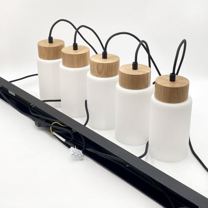 Luster na sajli MARKUS 1xE27/15W/230V crna/hrast