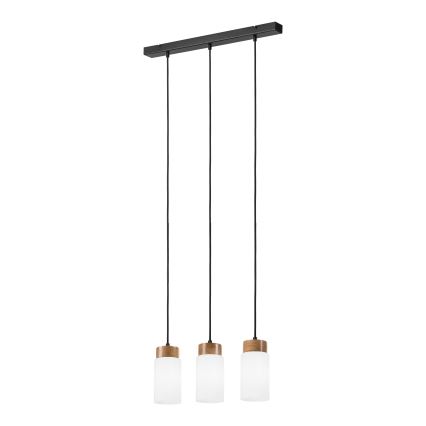 Luster na sajli MARKUS 3xE27/15W/230V crna/hrast