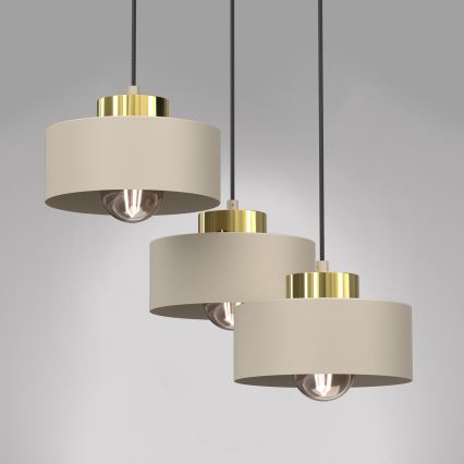Luster na sajli MARTI 3xE27/15W/230V bež/zlatna