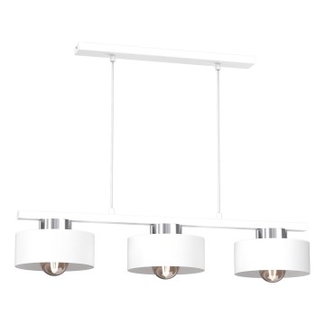 Luster na sajli MARTI 3xE27/15W/230V bijela/sjajni krom