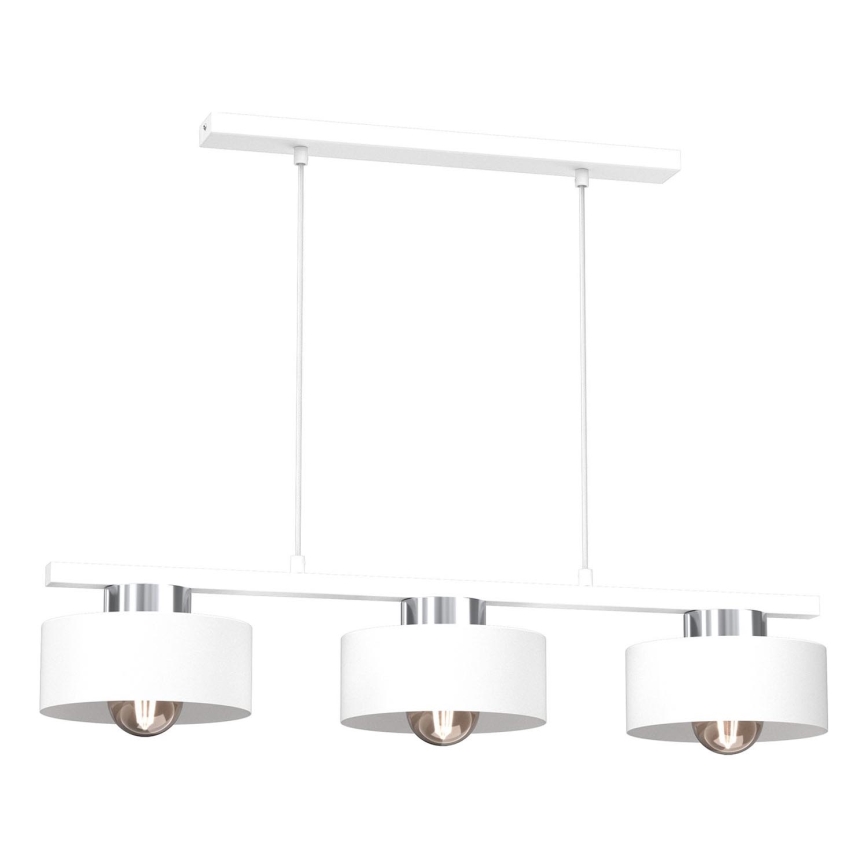 Luster na sajli MARTI 3xE27/15W/230V bijela/sjajni krom