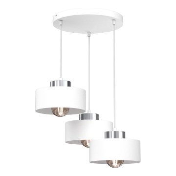 Luster na sajli MARTI 3xE27/15W/230V bijela/sjajni krom