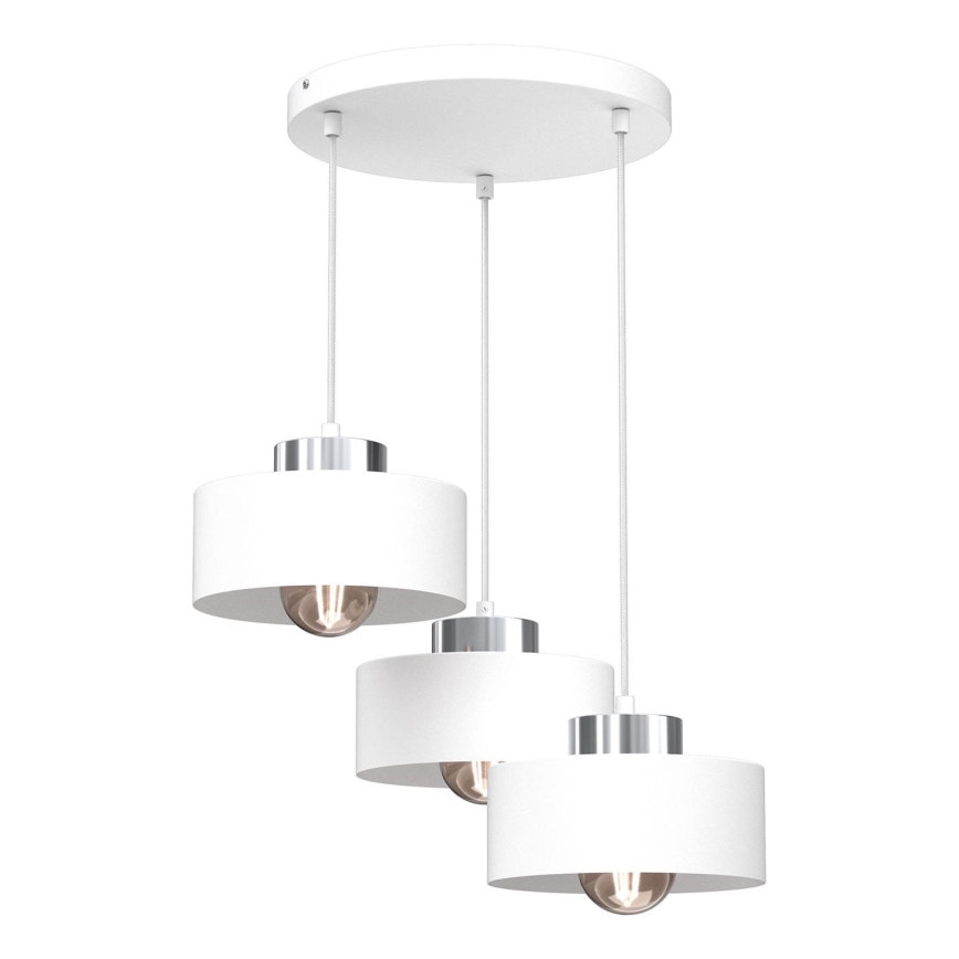 Luster na sajli MARTI 3xE27/15W/230V bijela/sjajni krom