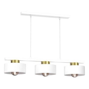 Luster na sajli MARTI 3xE27/15W/230V bijela/zlatna