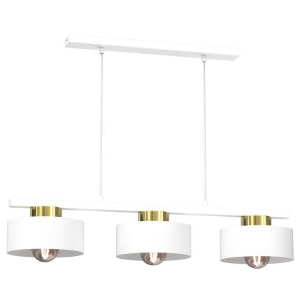 Luster na sajli MARTI 3xE27/15W/230V bijela/zlatna