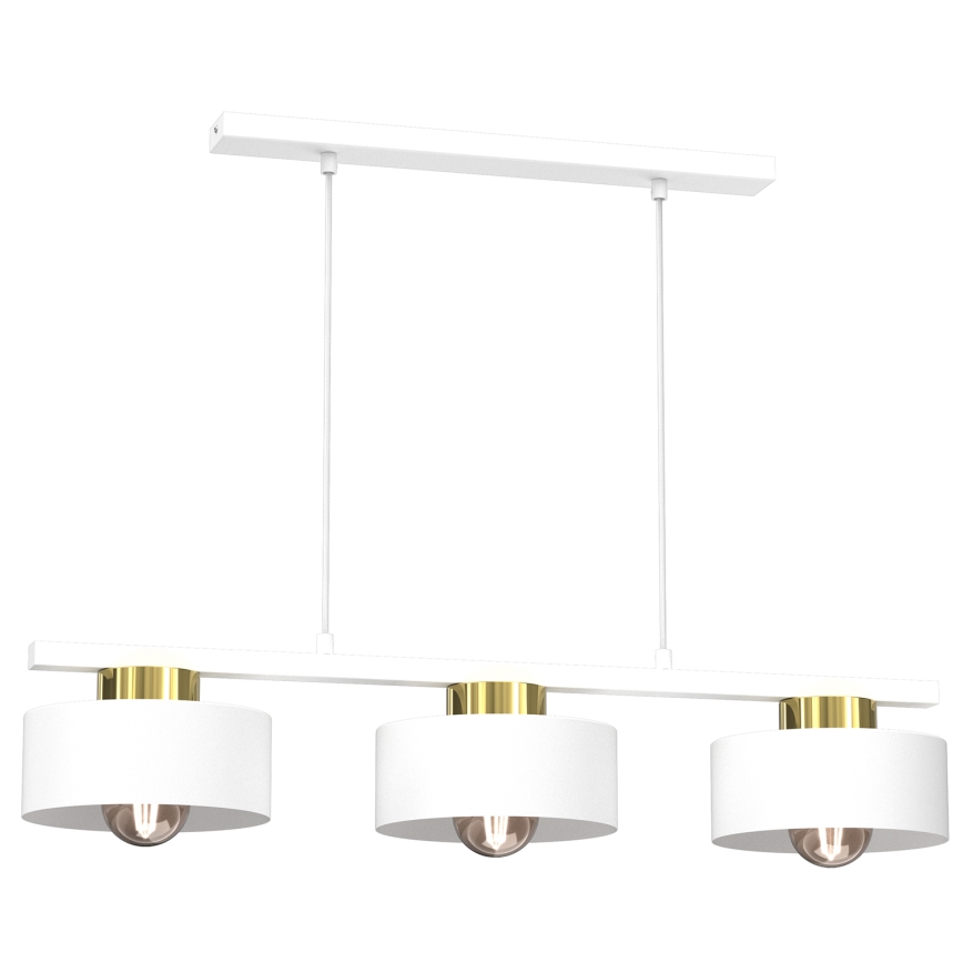 Luster na sajli MARTI 3xE27/15W/230V bijela/zlatna