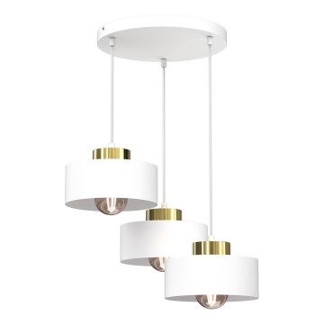 Luster na sajli MARTI 3xE27/15W/230V bijela/zlatna